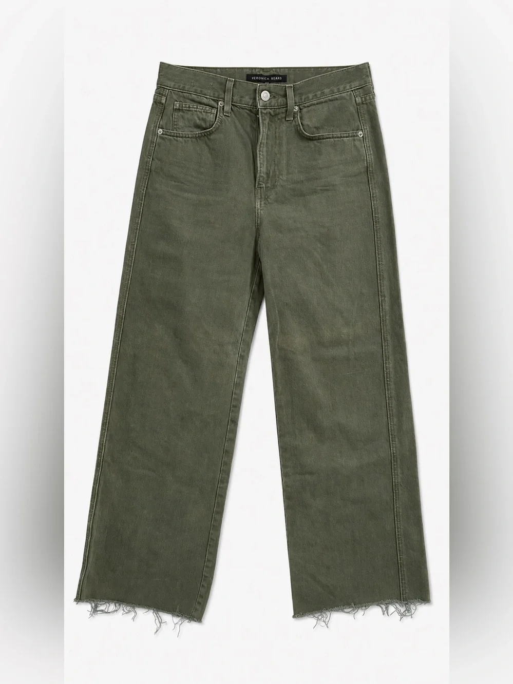 Veronica Beard Taylor Relaxed Wide Leg High Rise Jeans Clover Green 28